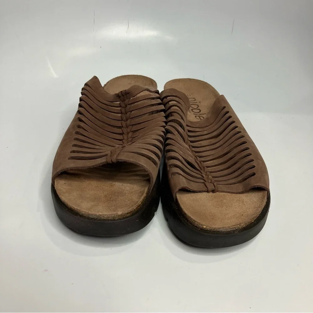 Nicole platform leather Sandals with cork footbed size‎ 11